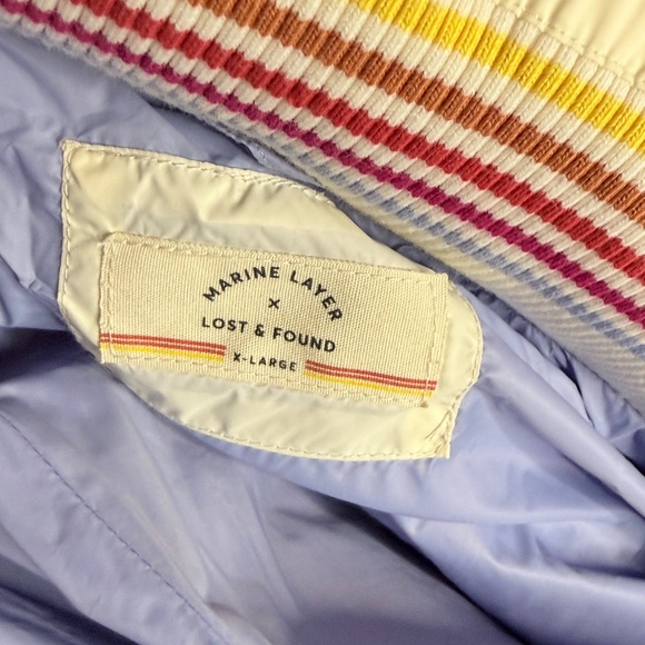SOLD Marine Layer x Lost & Found Apres Rainbow Chevron Puffer Down Jacket XL Ltd - Picture 4 of 6
